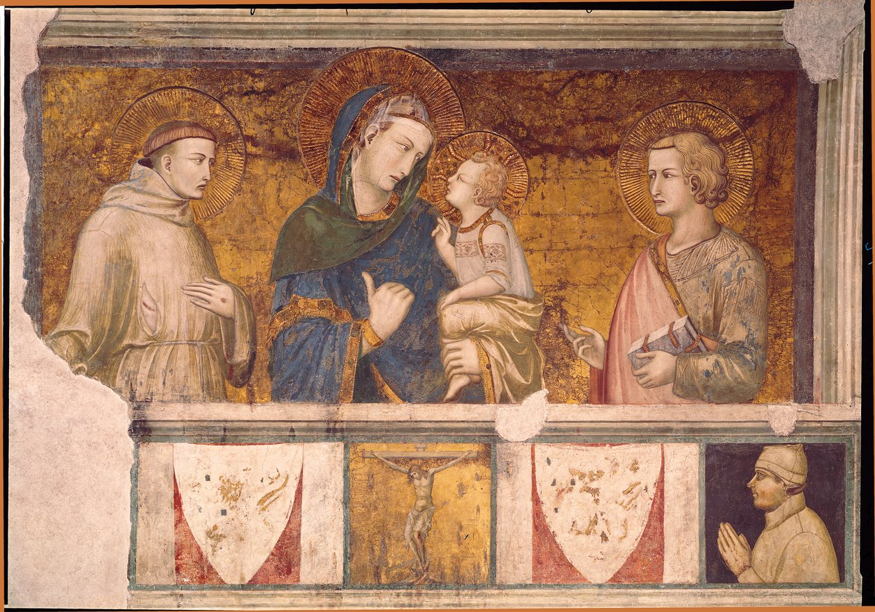 Virgen y Niño con San Francisco y San Juan Evangelista de Pietro Lorenzetti