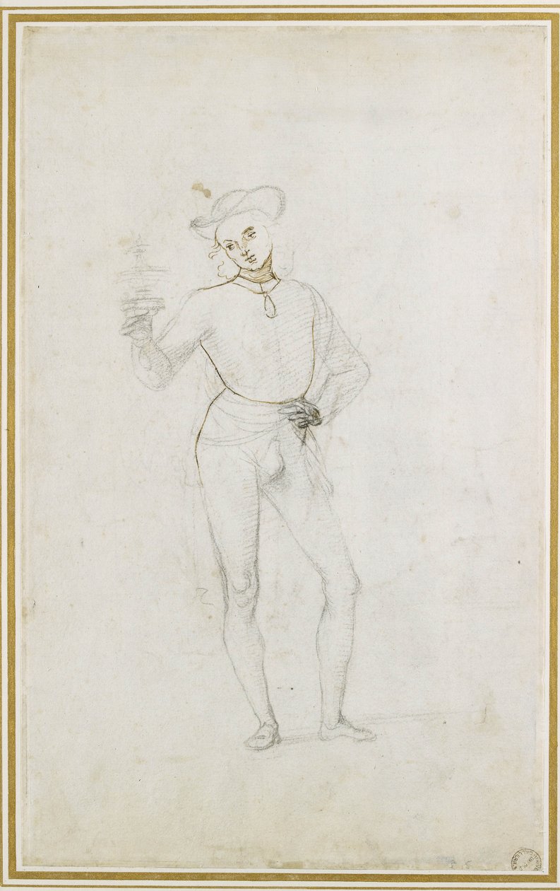 Estudio para una figura en una adoración de los magos de Pietro Perugino