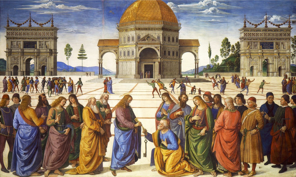 Entrega de las llaves a San Pedro, de la Capilla Sixtina, 1481 de Pietro Perugino