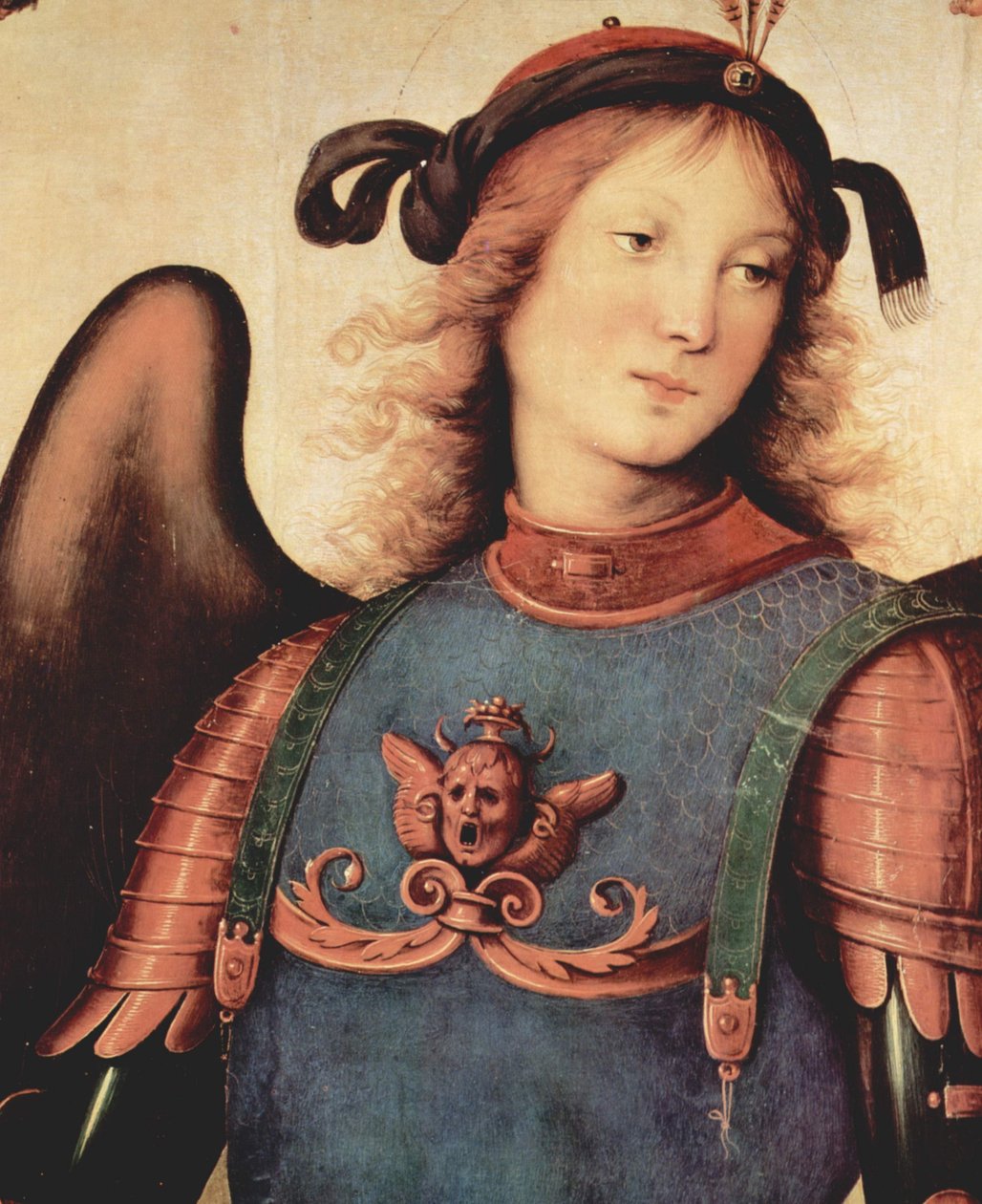 Asunción de María con cuatro santos, detalle de Pietro Perugino