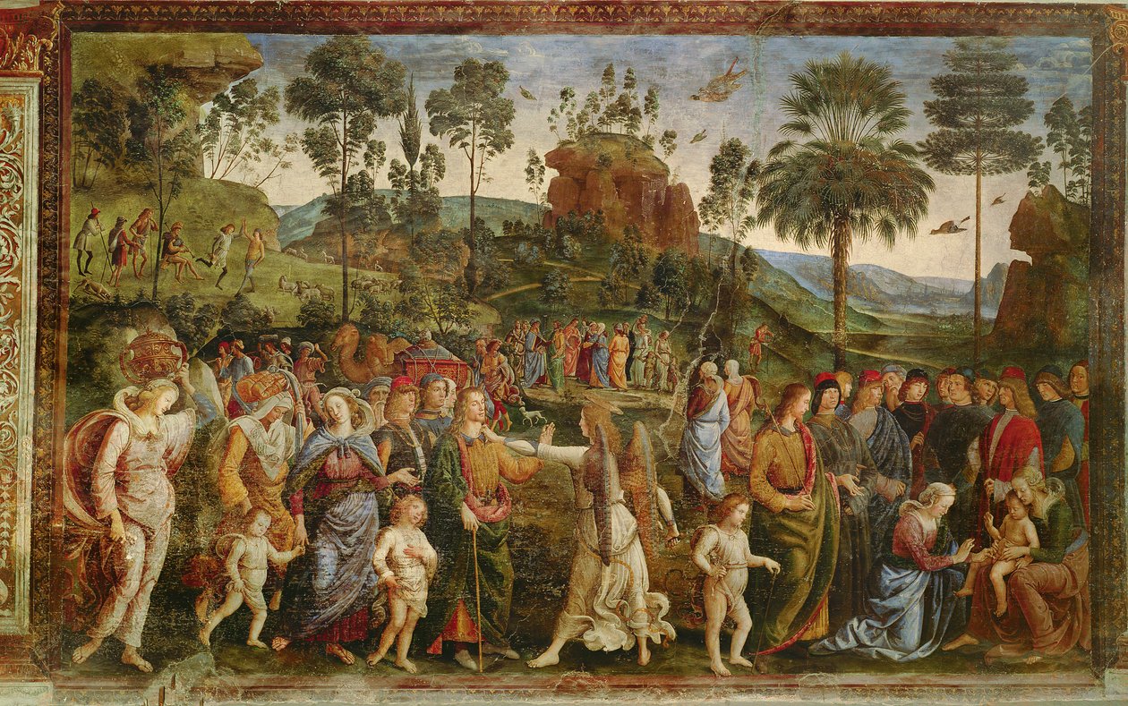 El viaje de Moisés, c.1481-83 de Pietro Perugino