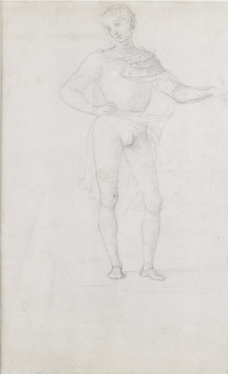Verso: Estudio para una figura en una adoración de los magos, WA1846.5 de Pietro Perugino