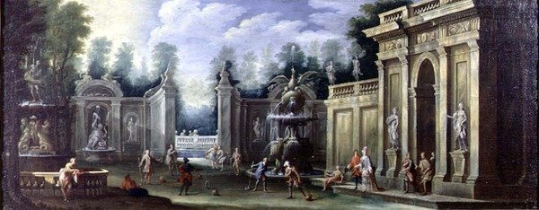 Capricho arquitectónico con figuras de Pietro Paltronieri