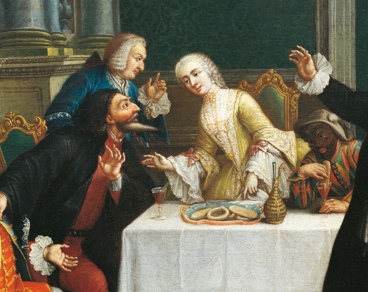 La merienda con las máscaras (detalle) de Pietro (school of) Longhi