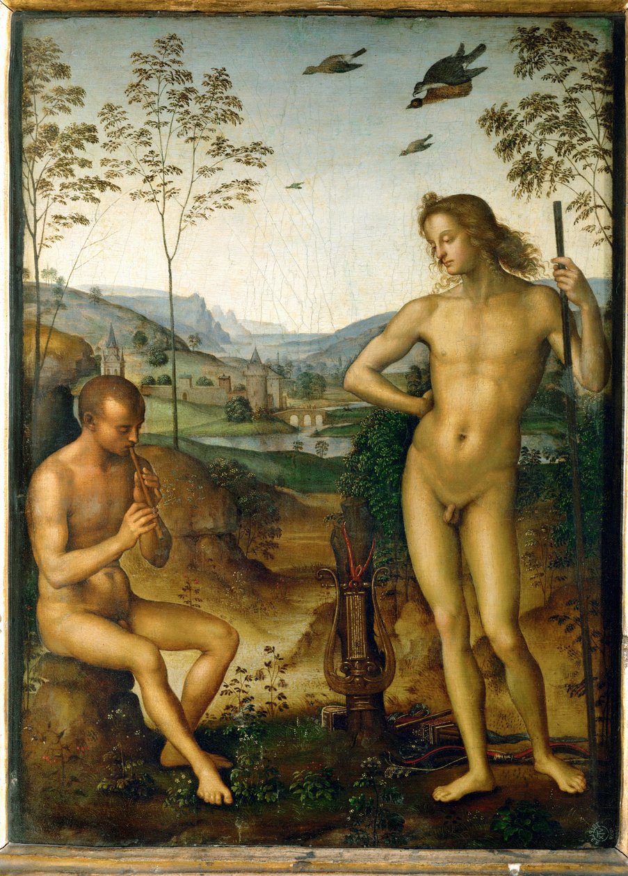 Apollon et Marsyas - Apolo y Marsias ... de Pietro (studio of) Perugino