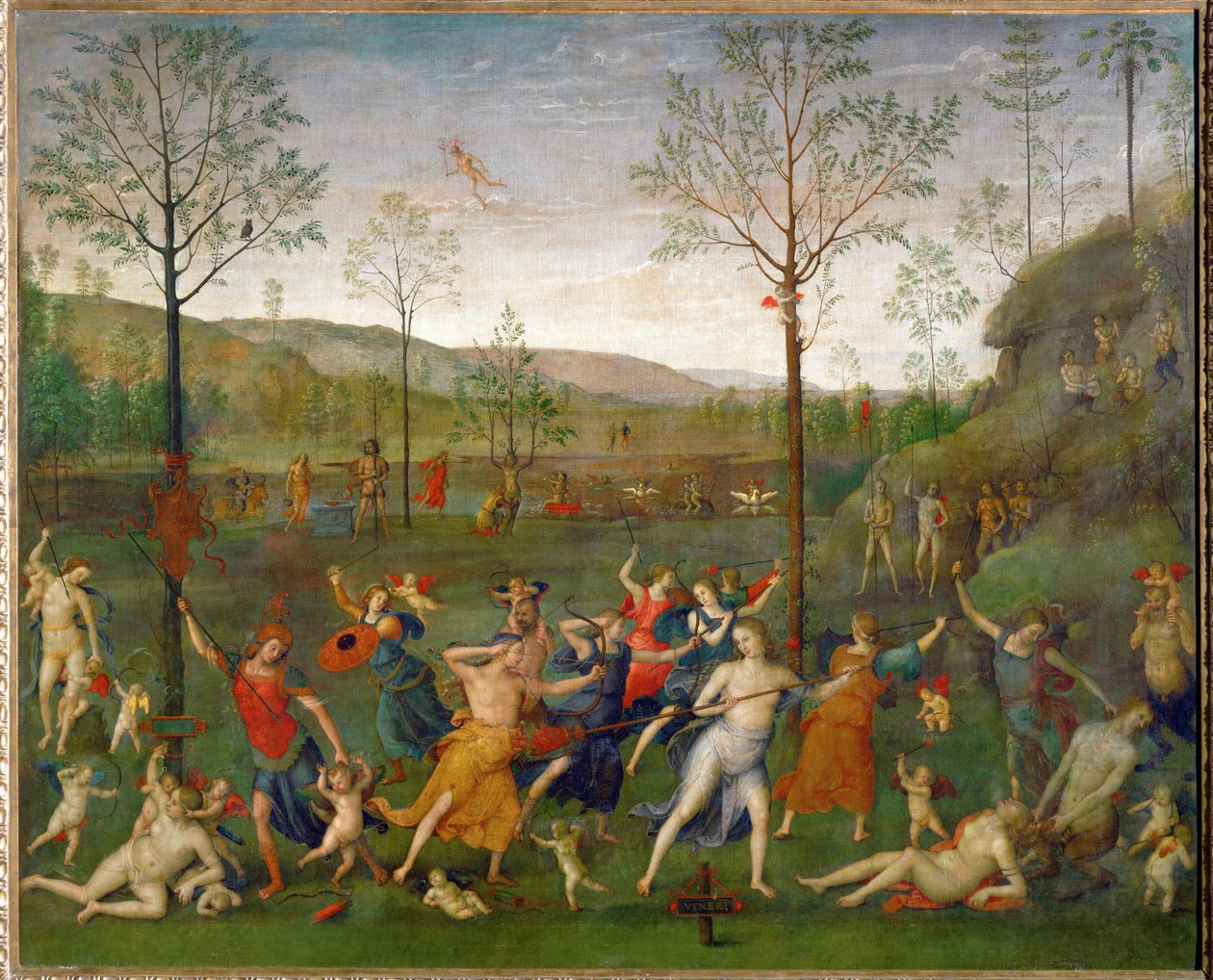 La batalla entre el Amor y la Castidad ... de Pietro (studio of) Perugino