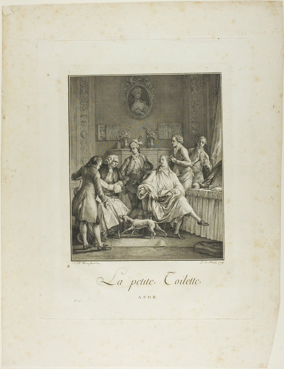 El pequeño tocador, del Monumento del Traje Físico y Moral de finales del siglo XVIII de Pietro Antonio Martini
