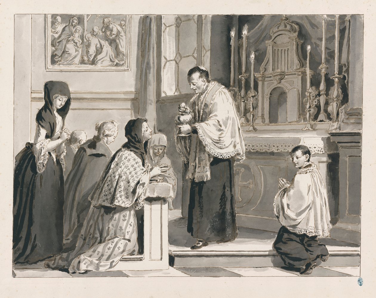 Sagrada Comunión o La Eucaristía de Los Siete Sacramentos de Pietro Antonio Novelli