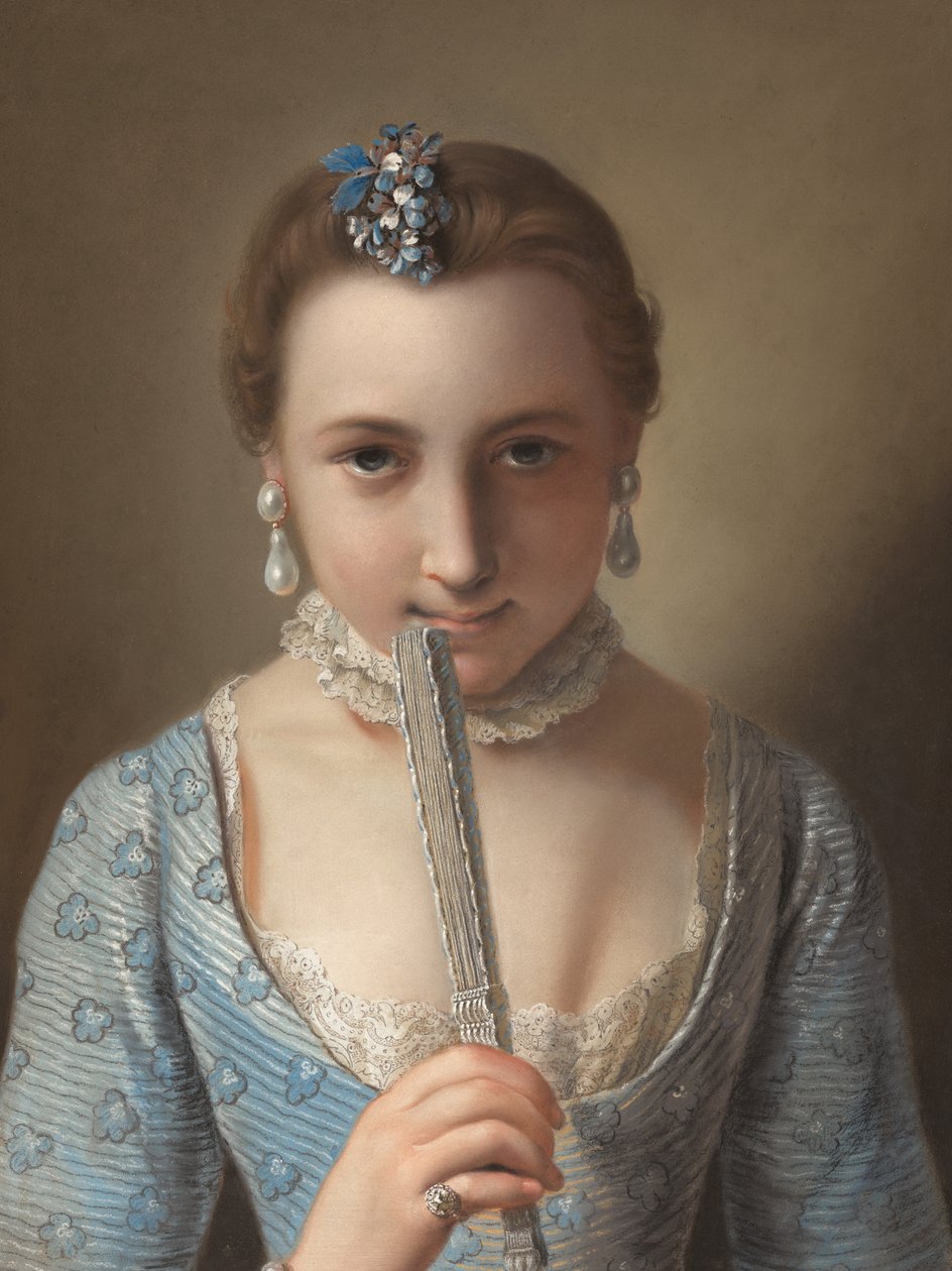 Mujer joven con abanico de Pietro Antonio Rotari