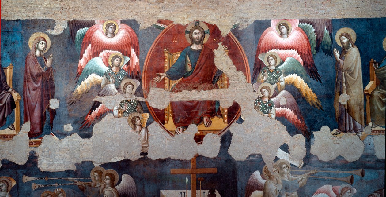 El Juicio Final El Cristo tronante rodeado de ángeles. (detalle) Fresco de Pietro de Cerroni llamado Cavallini (activo alrededor de 1273-1321) 1293 Roma, Santa Cecilia en Trastevere de Pietro Cavallini
