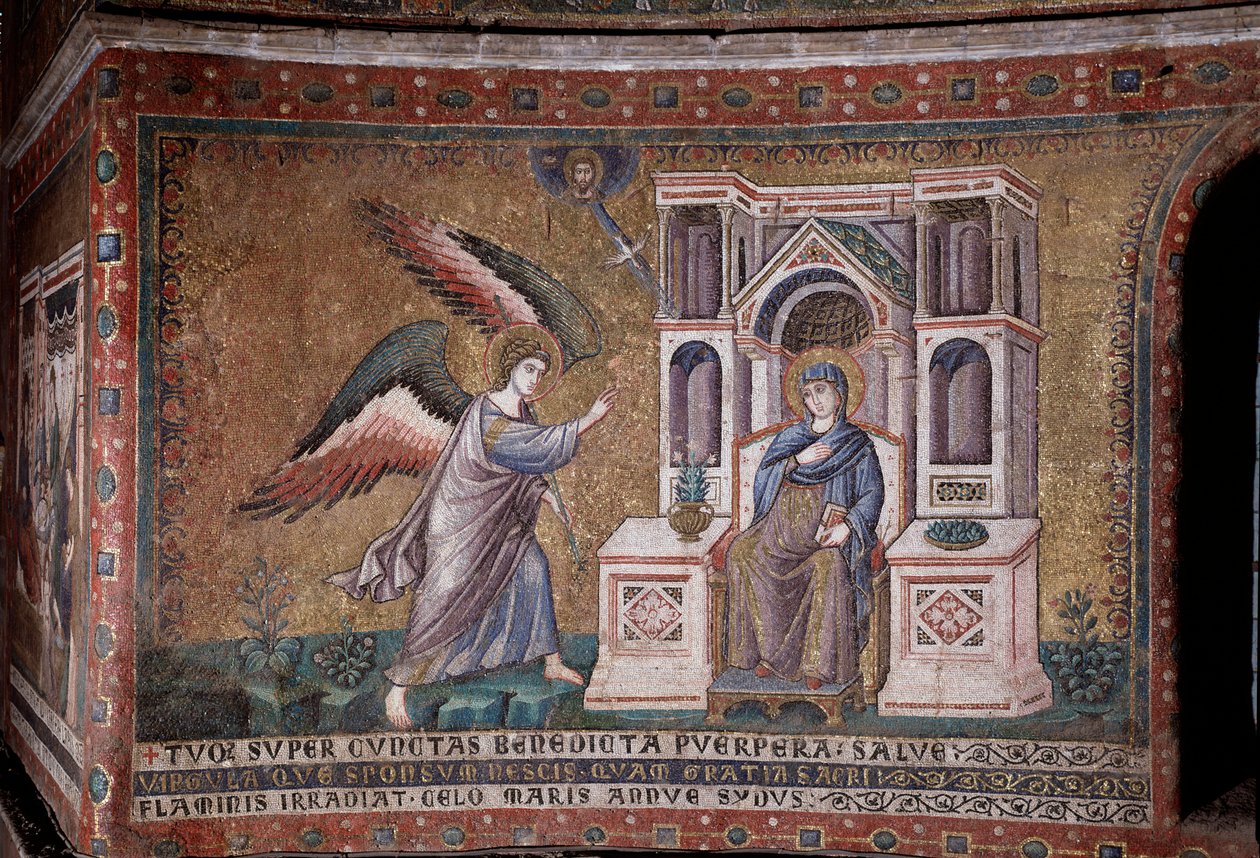 La Anunciación en mosaico del ábside de Pietro Cavallini de Pietro Cavallini