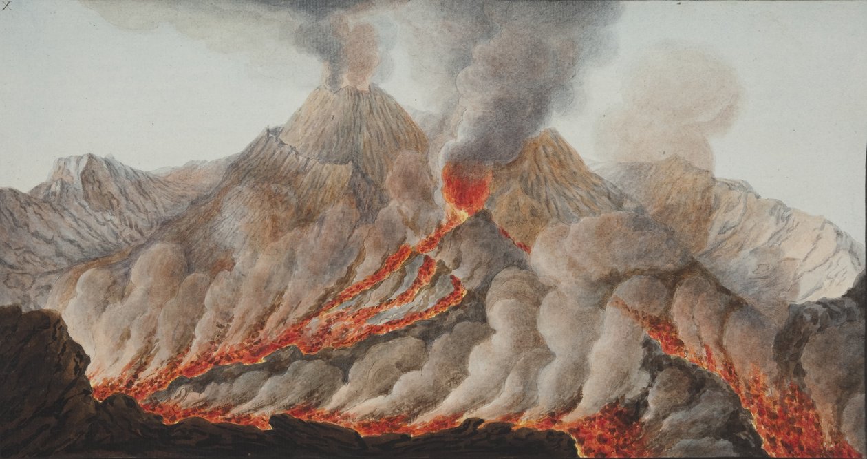Placa X de Campi Phlegraei: Observaciones de los volcanes de las dos Sicilias por William Hamilton, 1776 de Pietro Fabris