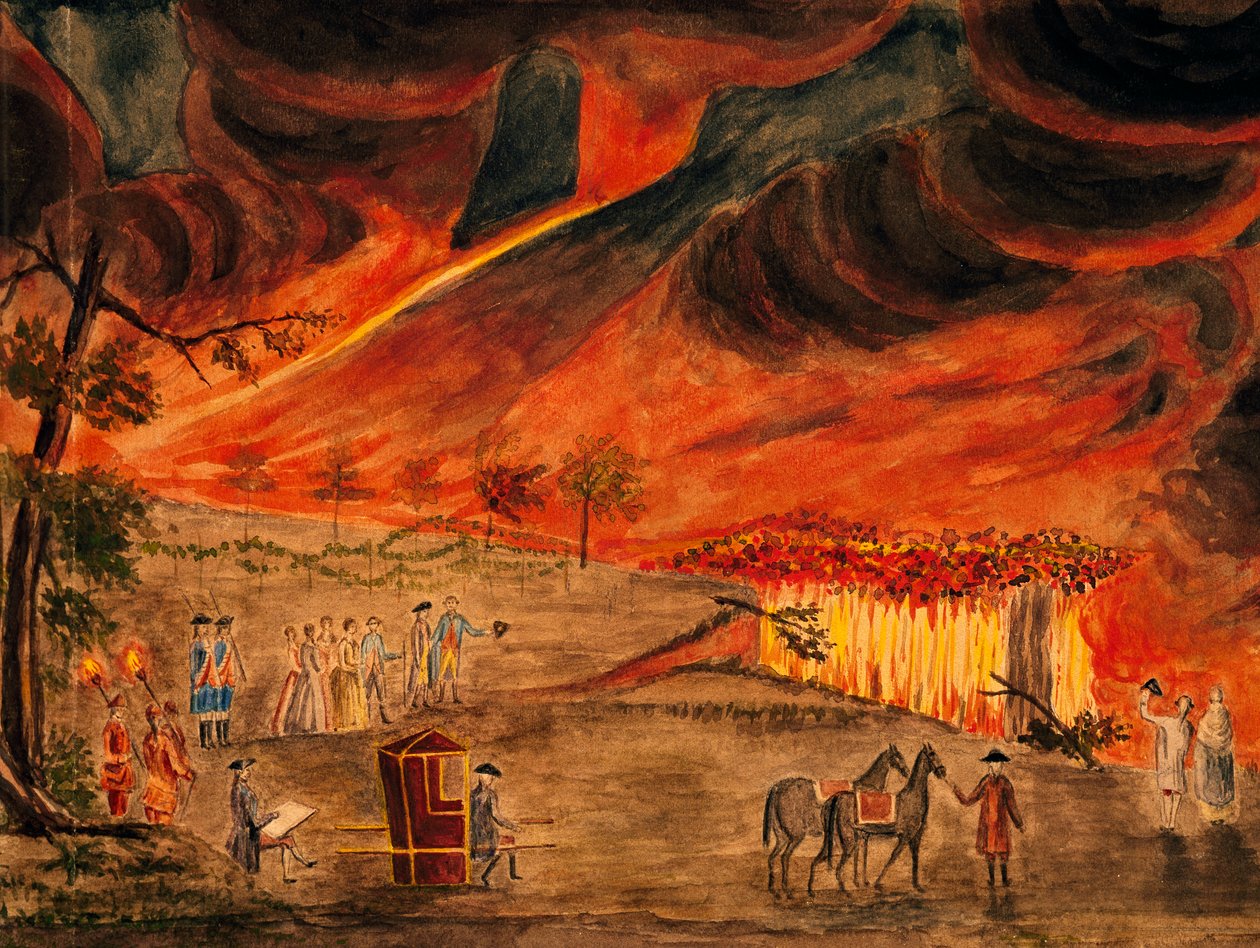 Los Reales Sicilianos visitando el Vesubio durante la erupción del 11 de mayo de 1771, por Pietro Fabris (1740-1792), Italia de Pietro Fabris