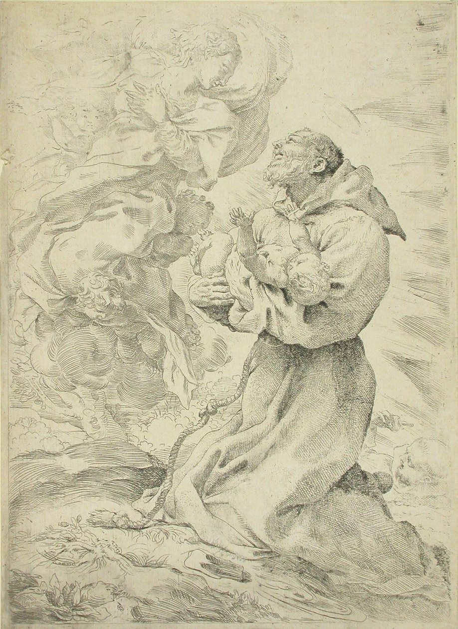 Francisco de Asís con el Niño Jesús en brazos de Pietro Faccini