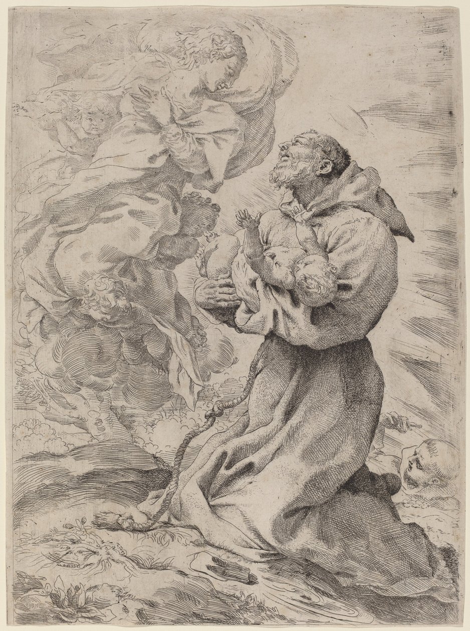 San Francisco con el Niño Jesús de Pietro Faccini