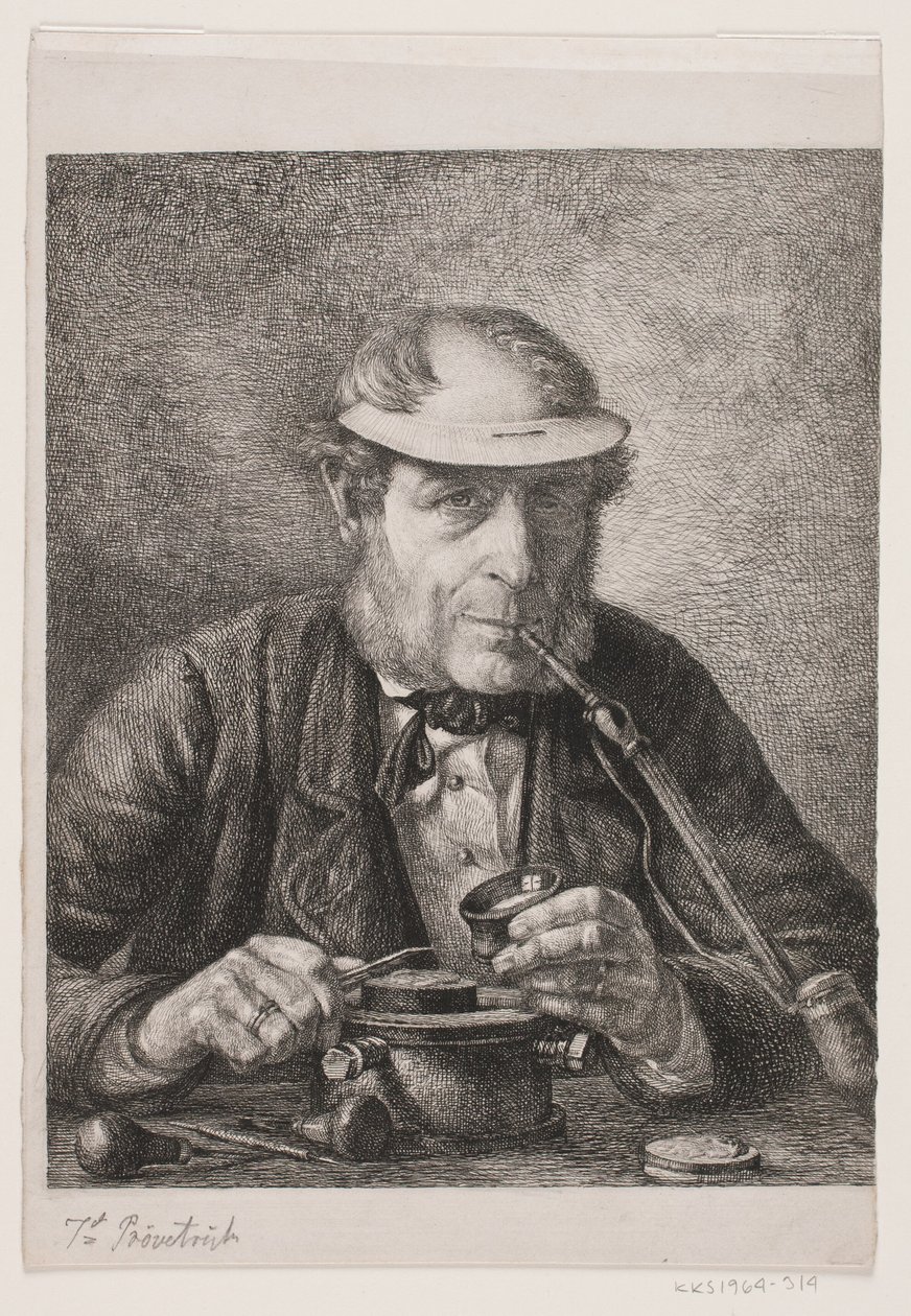 Retrato del padre del artista, medallista F.C. Krohn de Pietro Købke Krohn