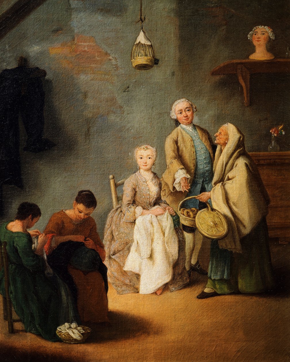 Taller de bordado, por Pietro Longhi (1701-1785) de Pietro Longhi