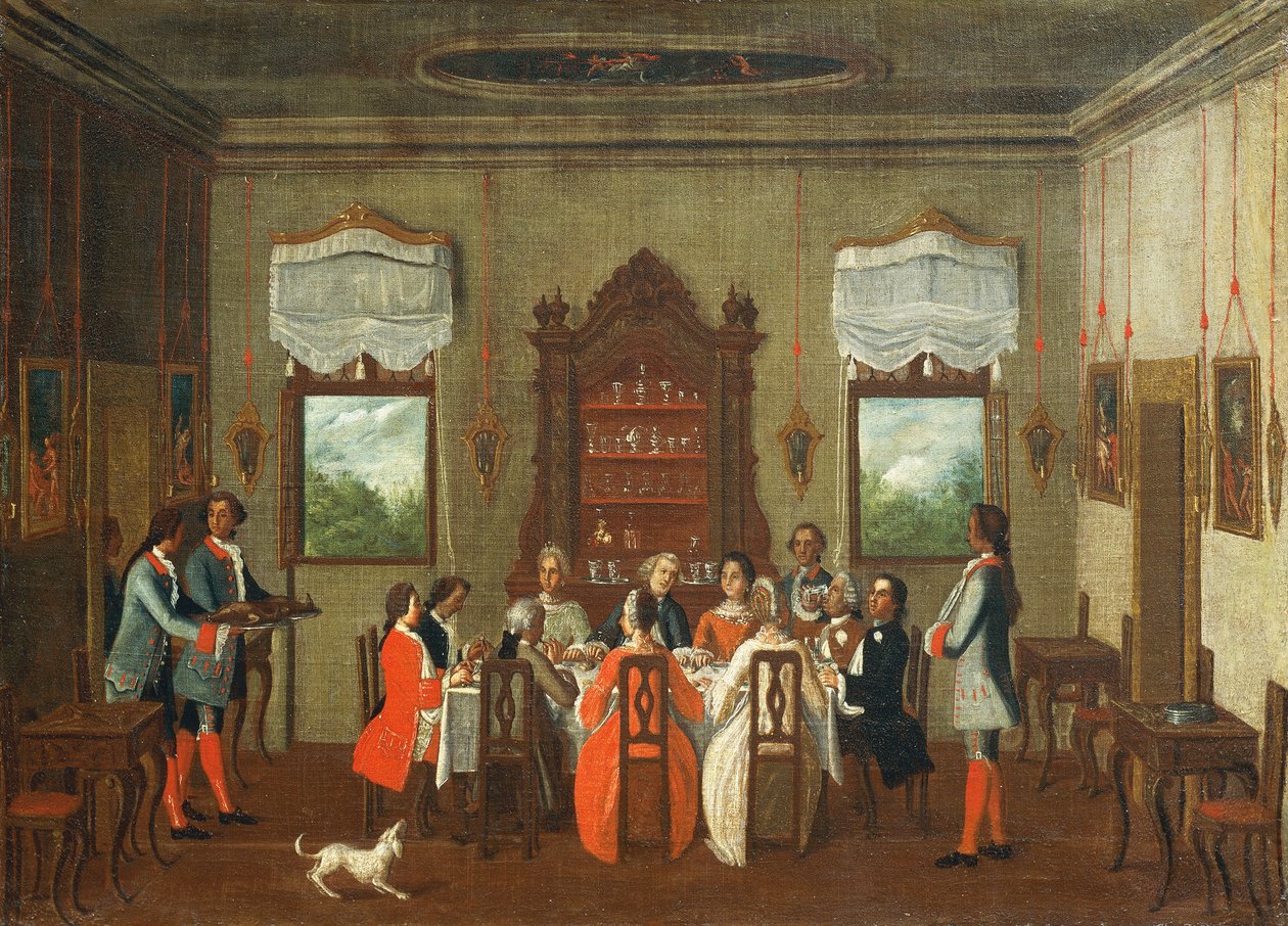 Almuerzo en la villa, de la Escuela de Pietro Longhi de Pietro Longhi