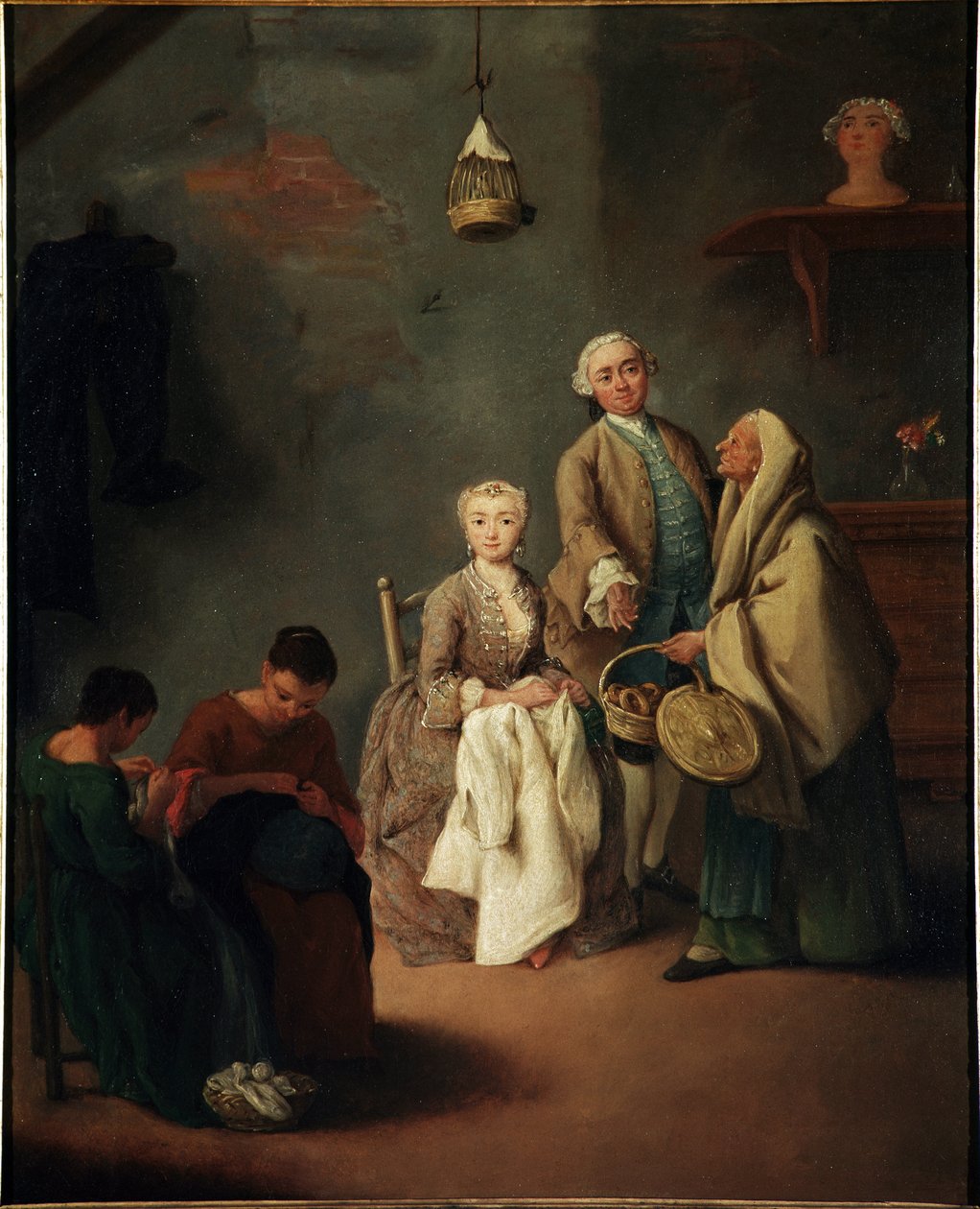 La escuela de trabajo. Pintura de Pietro Longhi (1702-1785) 1752 Venecia, Ca 