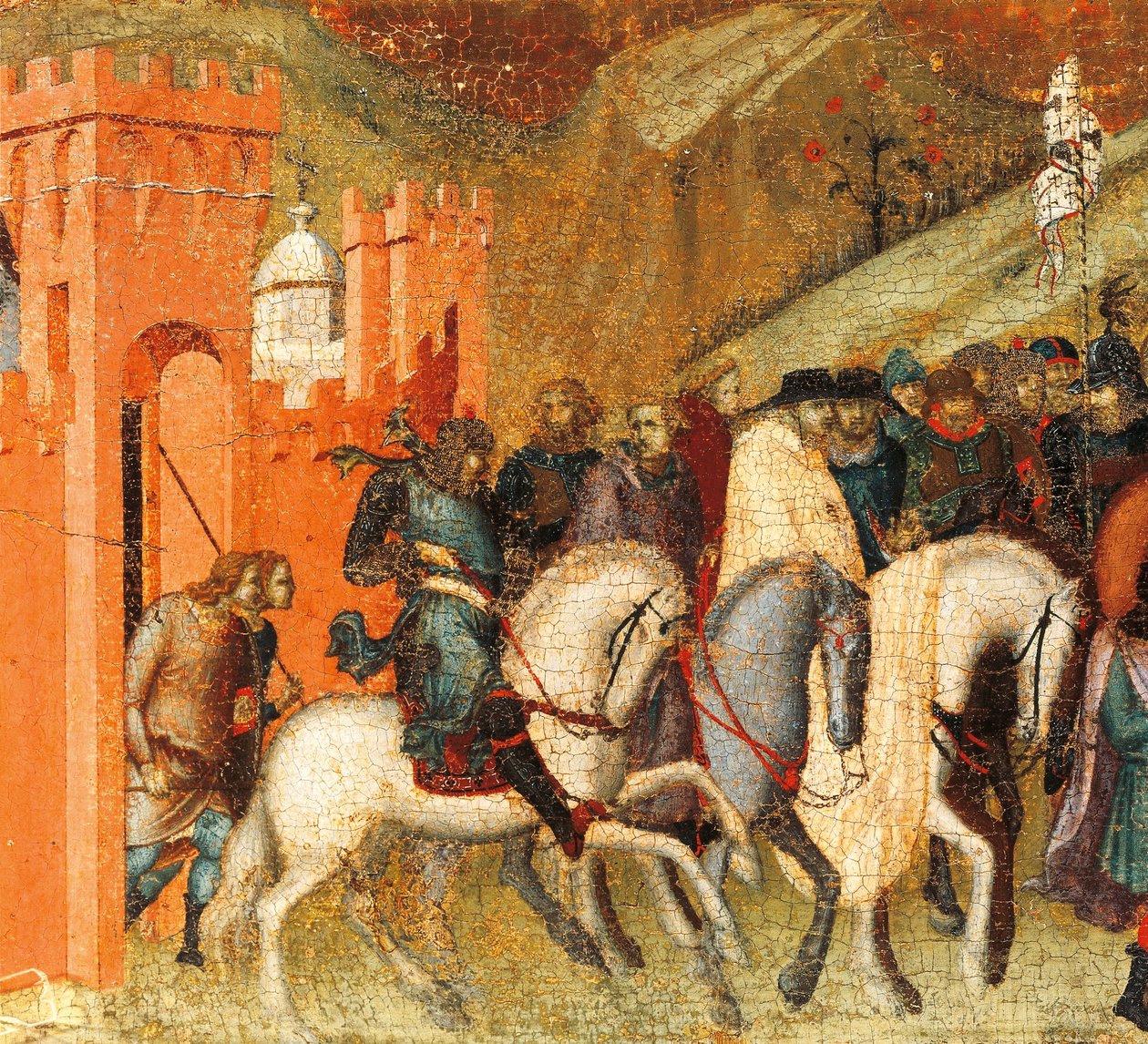 Primeros ermitaños carmelitas en el manantial de Elías (detalle) de Pietro Lorenzetti