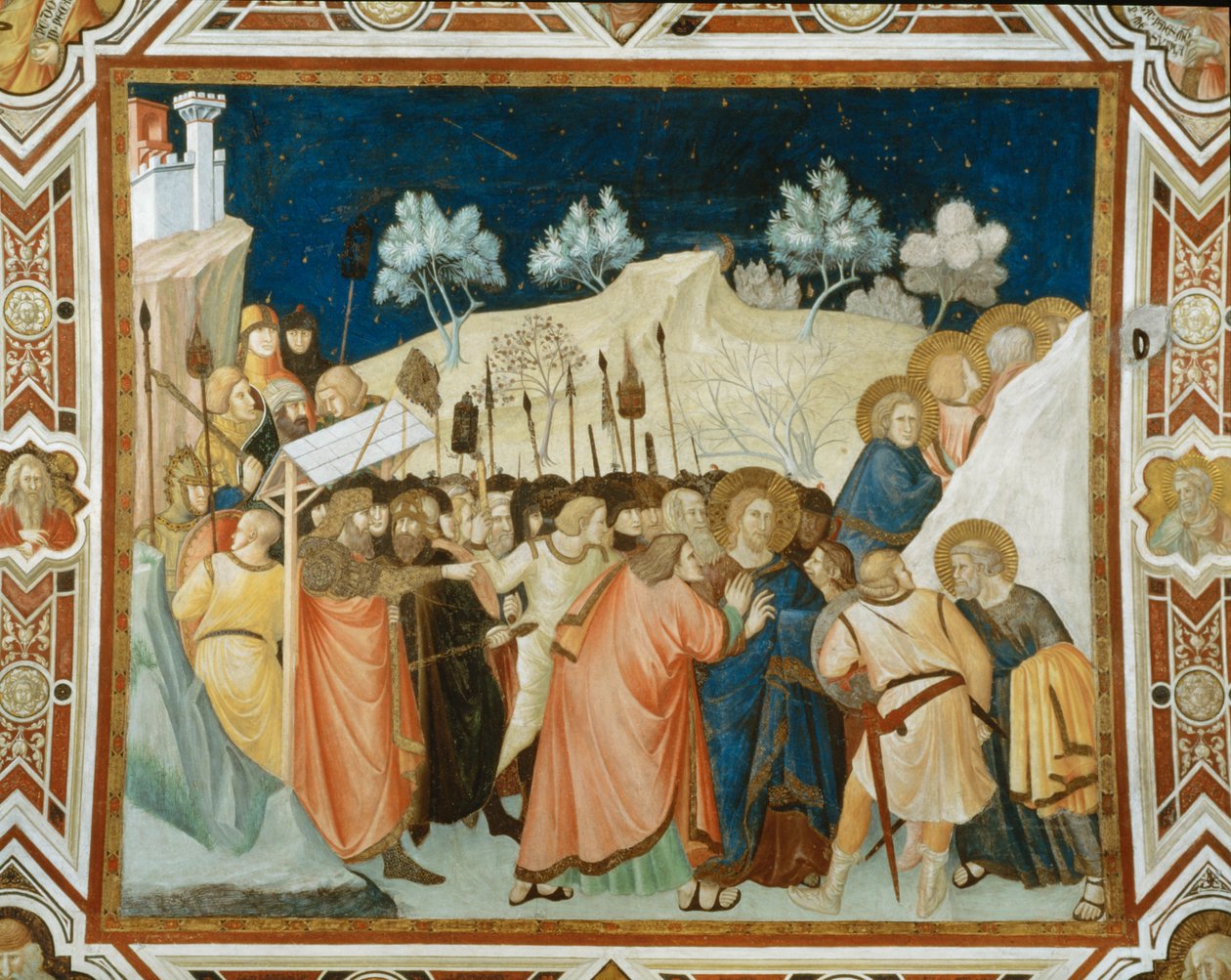 Mural El beso de Judas ... (pintura mural) de Pietro Lorenzetti