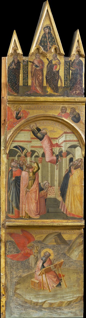 Der heilige Johannes der Evangelist auf Patmos, seine Himmelfahrt de Pietro Lorenzetti