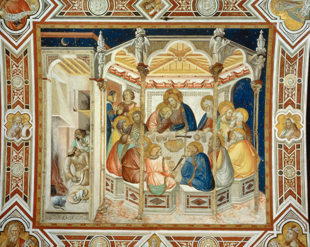 La Última Cena. Mural ... (pintura mural) de Pietro Lorenzetti