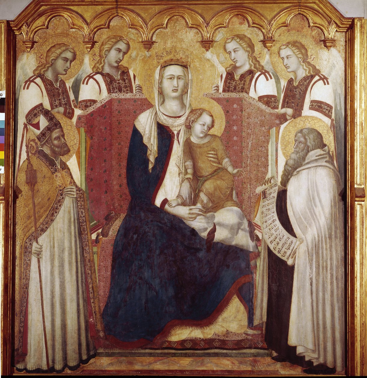 Virgen y Niño entre San Nicolás y San Elías de Pietro Lorenzetti