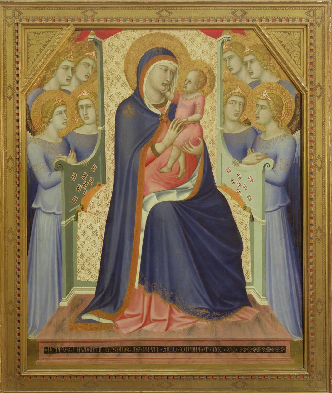Virgen y niño entronizados con ángeles, 1340 de Pietro Lorenzetti