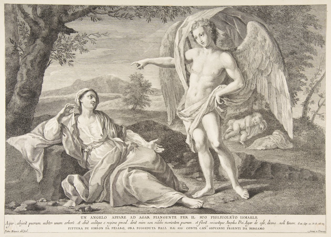 Un ángel apareciendo a Agar, 1727-72 de Pietro Monaco