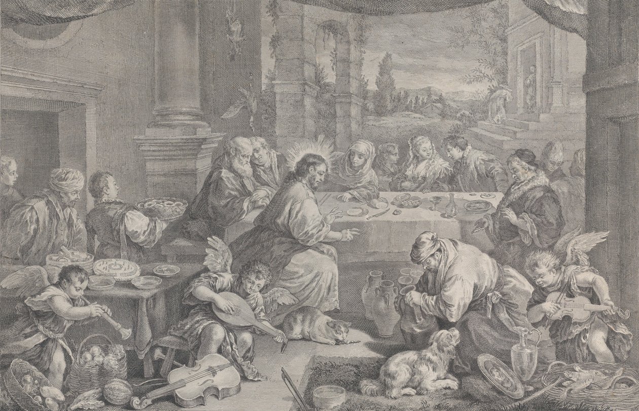 Cristo convirtiendo el agua en vino en la boda de Caná, 1743-63 de Pietro Monaco