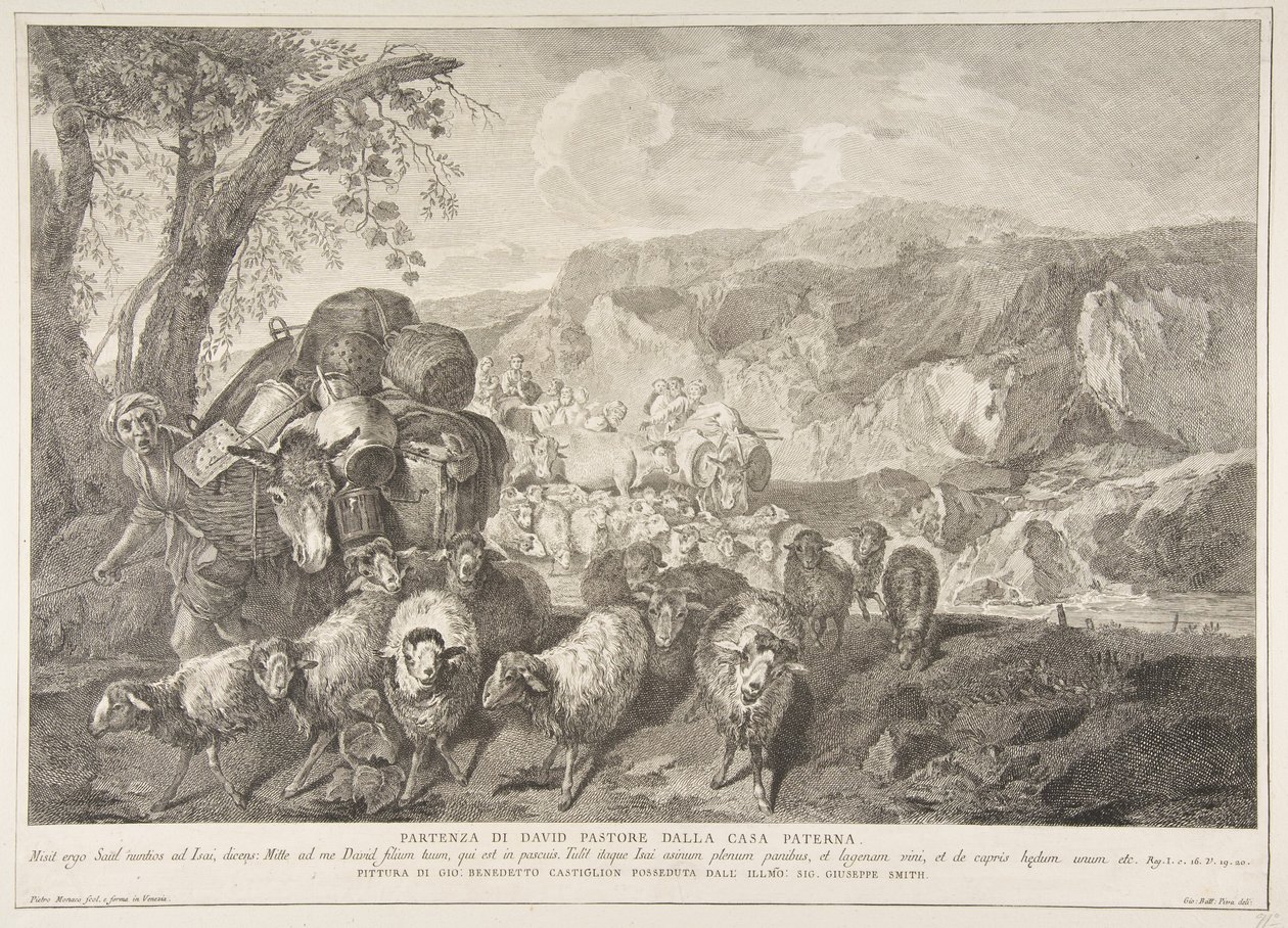 Partida de David el pastor de la casa de su padre (detalle), 1743-63 de Pietro Monaco