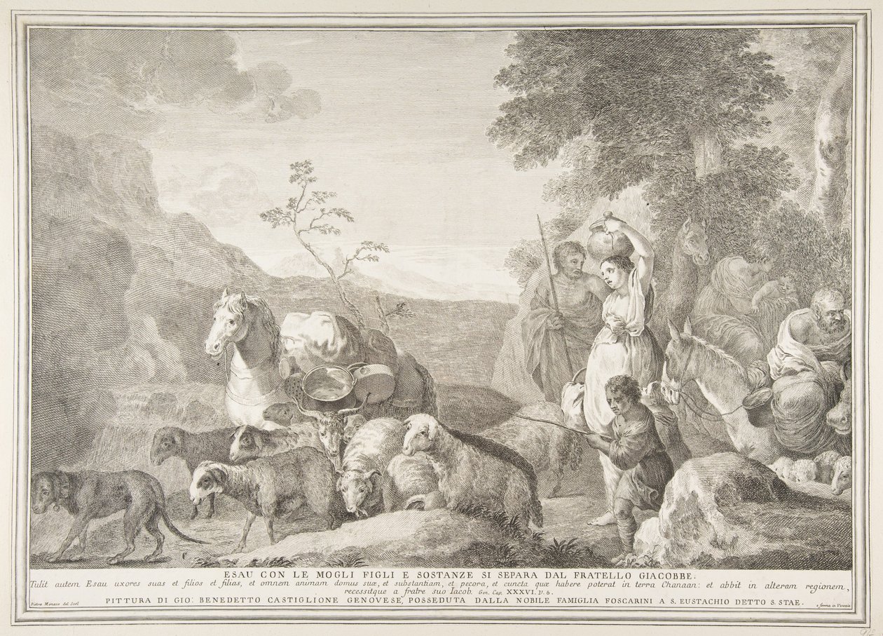 Esaú y su familia separándose de Jacob de Pietro Monaco