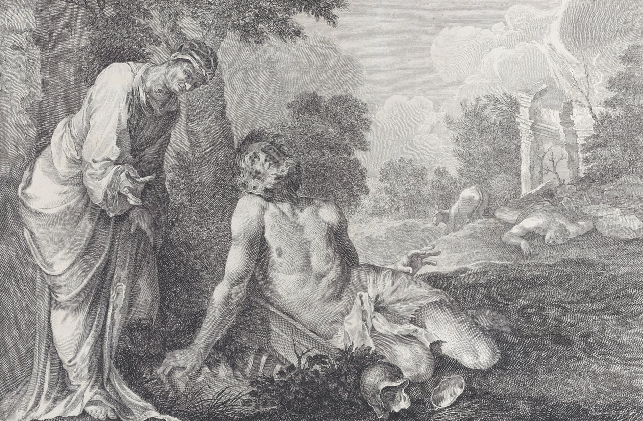 Job reprendido por su esposa, 1730-39 de Pietro Monaco