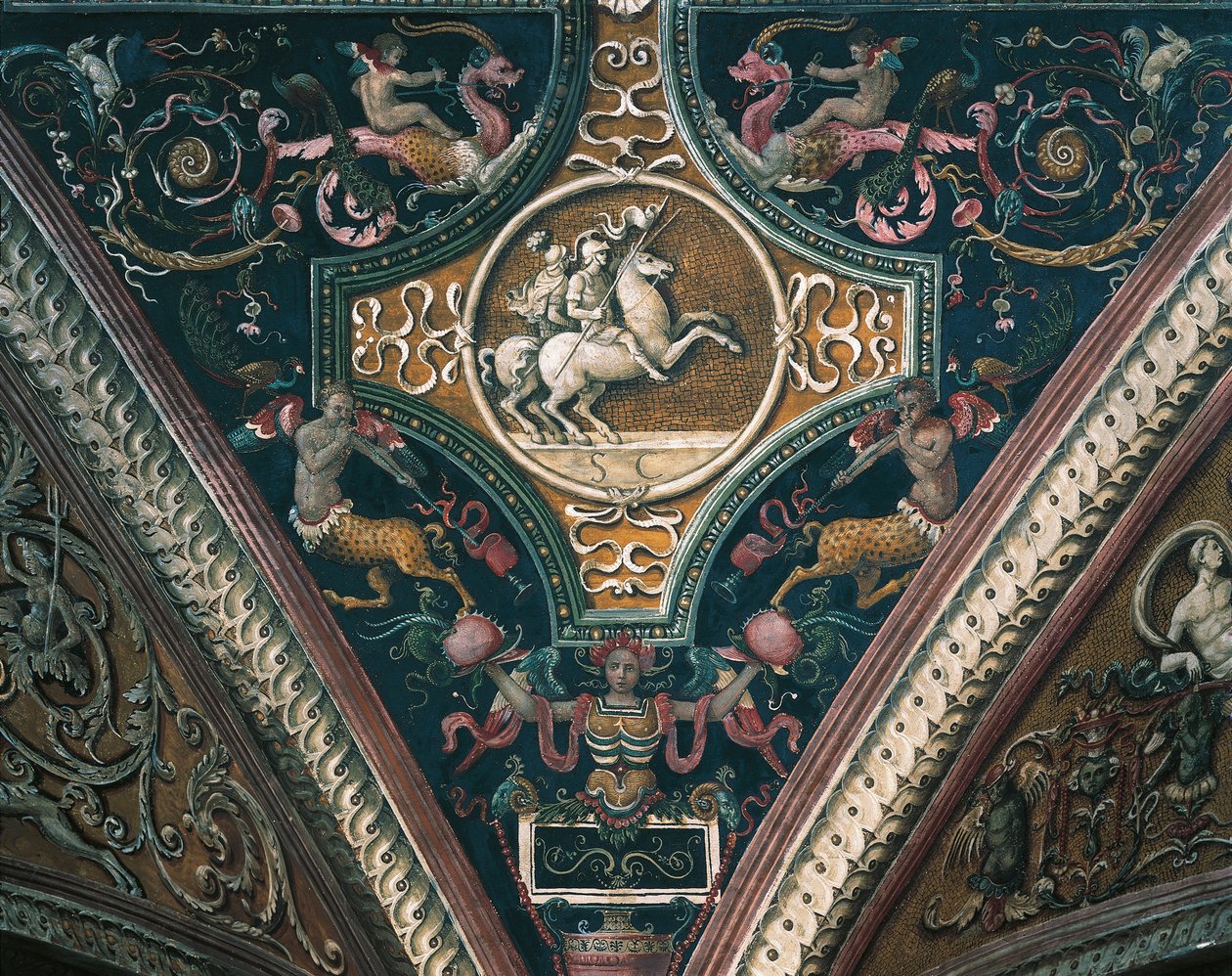 Planetas y motivos decorativos grotescos de Pietro Perugino