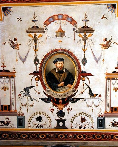 Retrato de Giuntalodi, (detalle) del techo de la Sala del Sindaco de Pietro Pezzati