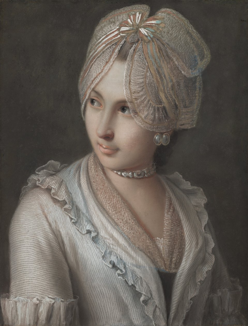 Una Joven Elegante con Gorro de Encaje de Pietro Antonio Rotari