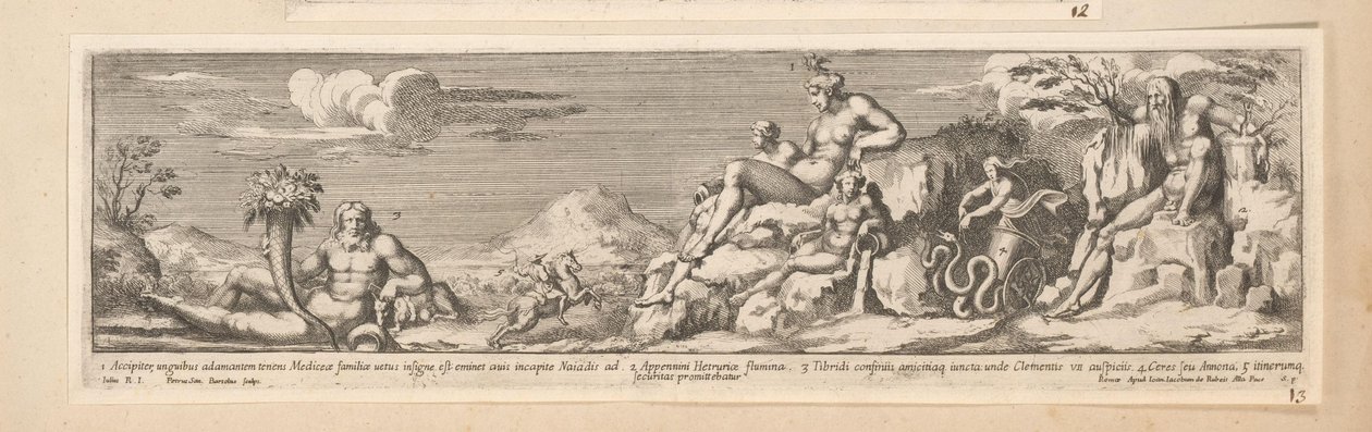 Alegoría de la ruta entre Roma y Florencia Historia del emperador Constantino (título de la serie) de Pietro Sante Bartoli