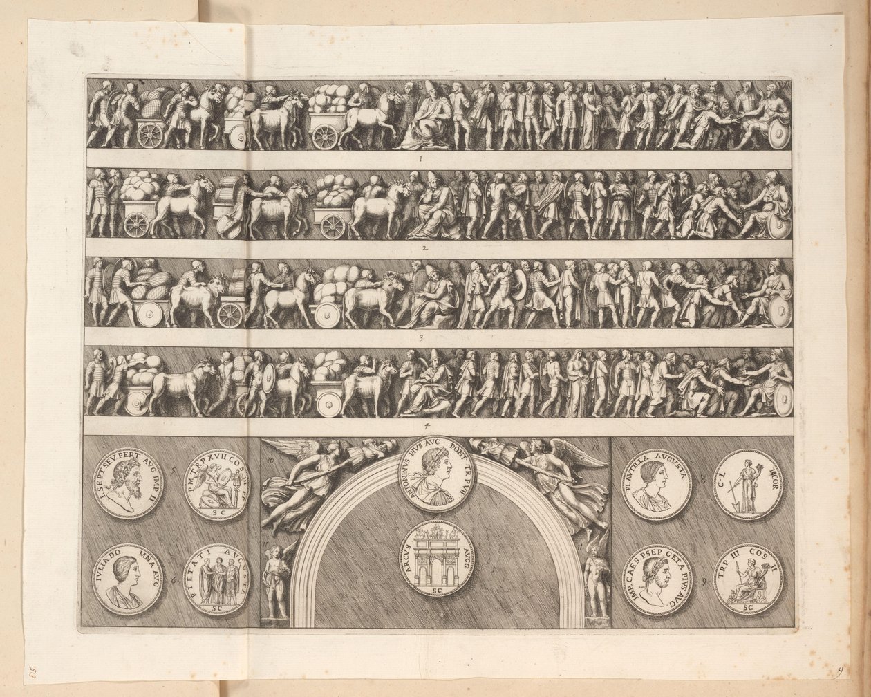 Relieves en el Arco de Septimio Severo en Roma de Pietro Sante Bartoli