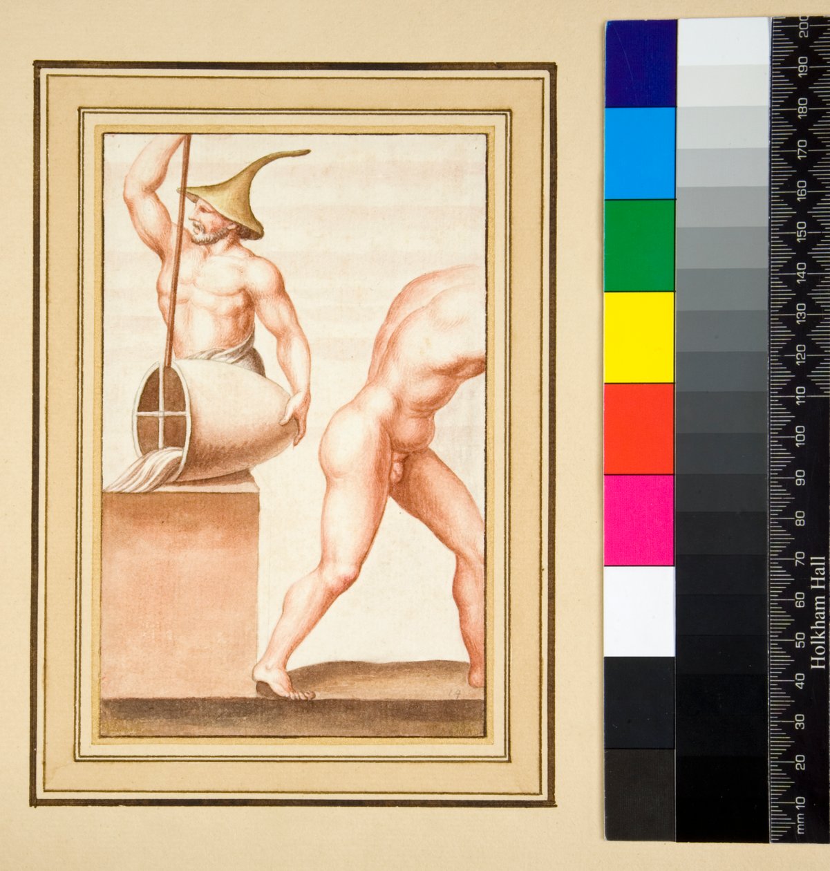 Copia de un mosaico de un Hombre con gorro puntiagudo vertiendo de un jarrón de Pietro Santi Bartoli