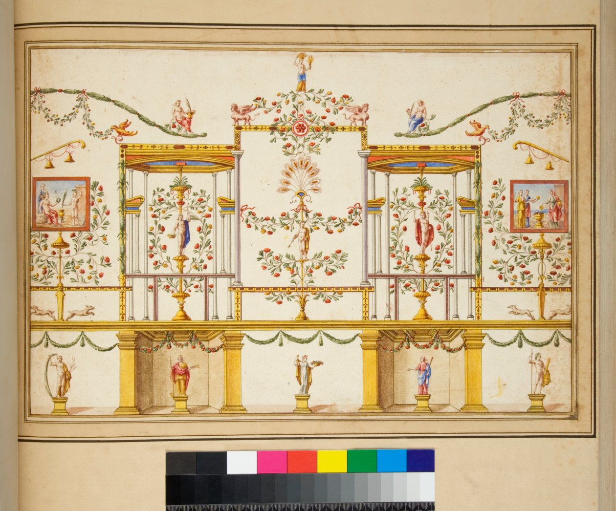 Gran diseño de una pared con pinturas de Pietro Santi Bartoli