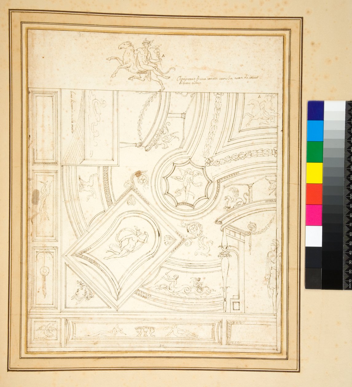 Ornamento de una habitación antigua toda de estuco de bajorrelieve de Pietro Santi Bartoli