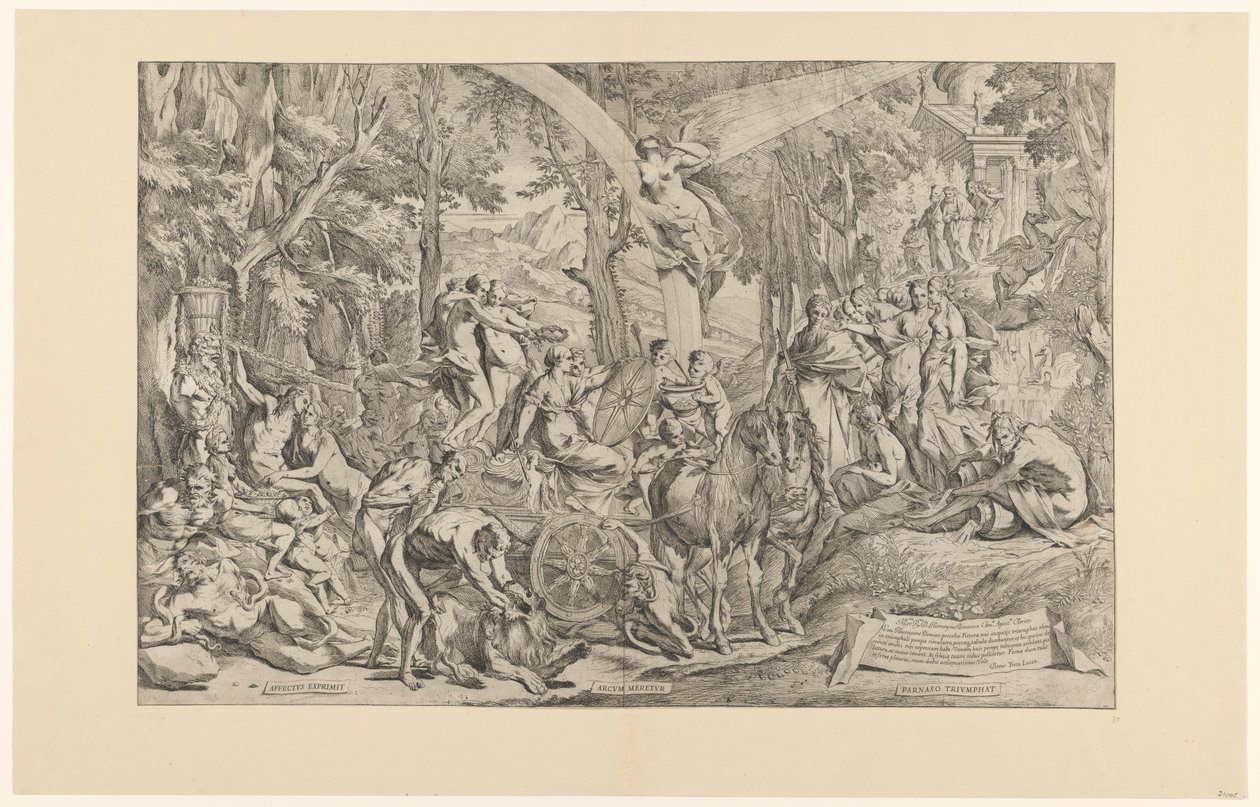Triunfo de la pintura en el Parnaso
Affectus exprimit/ arcum meretur/ Parnaso triumphat (título en el objeto) de Pietro Testa