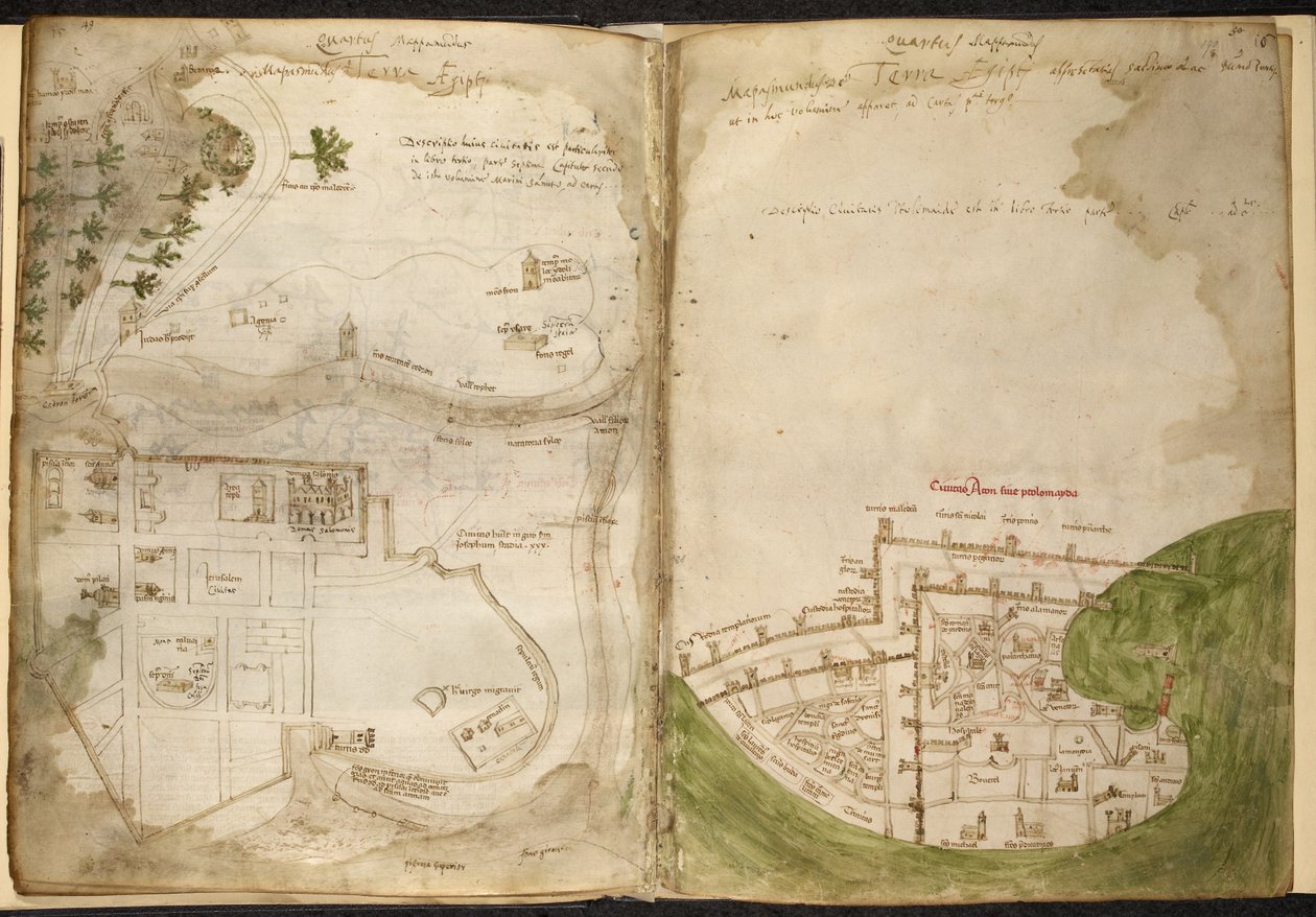 Mapas de Jerusalén y Acre, de Marino Sanudo Torsello, 