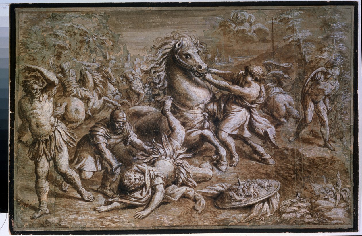 "" La Conversión de San Pablo "" Dibujo a tinta de Pietro de Cortone (Pietro Berrettini llamado Pietro da Cortona de Pietro da Cortona