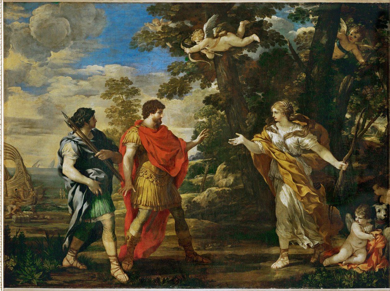 Venus en chasseresse apparait a Enee - Venus, cazando, se aparece a Eneas ... de Pietro da (1596 1669) Cortona