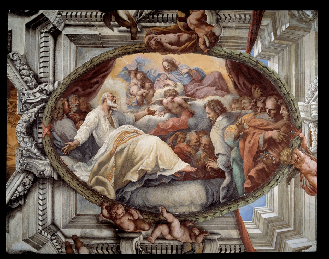 Recuperación de San Felipe después de la aparición de la Virgen de Pietro da Cortona
