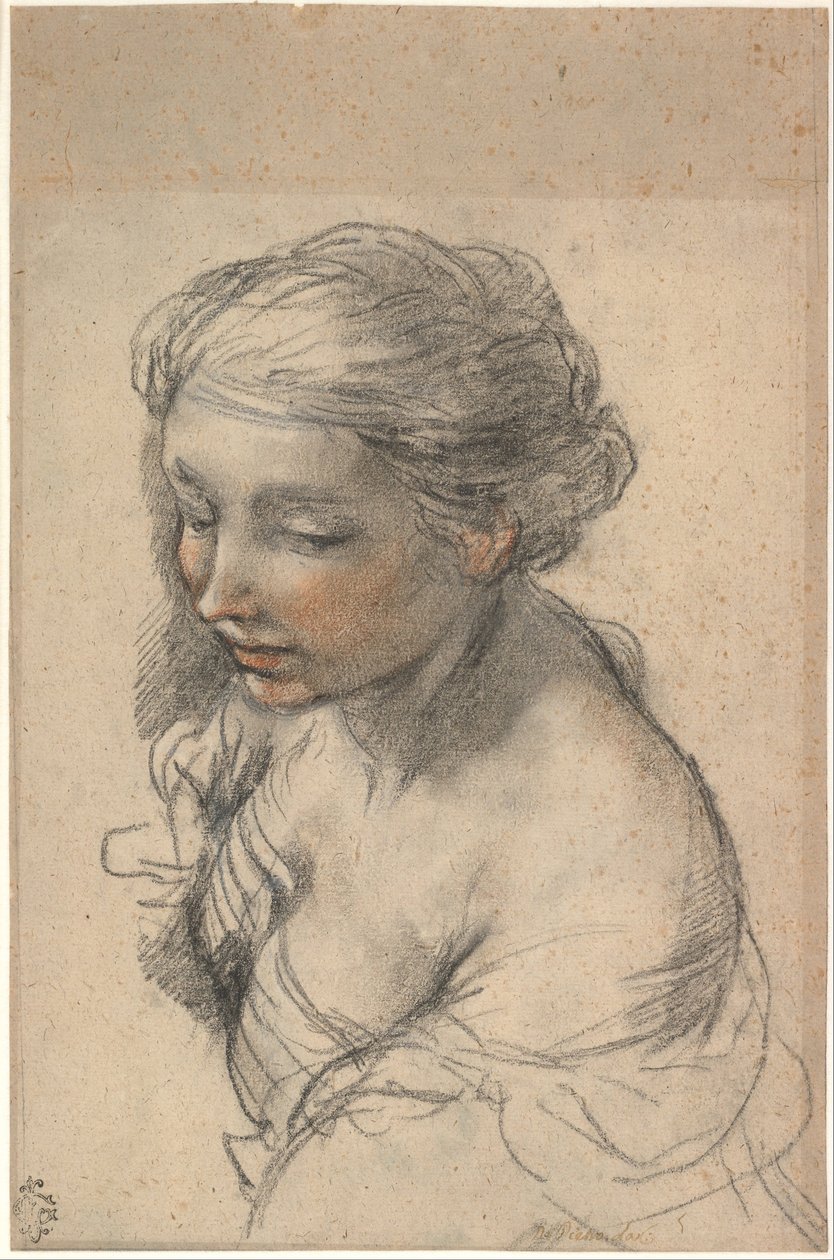 Busto de una joven vuelta a la izquierda de Pietro da Cortona