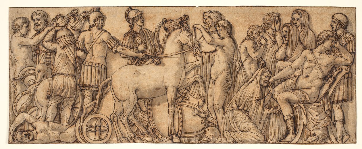 Friso de un sarcófago romano(?) de Pietro da Cortona