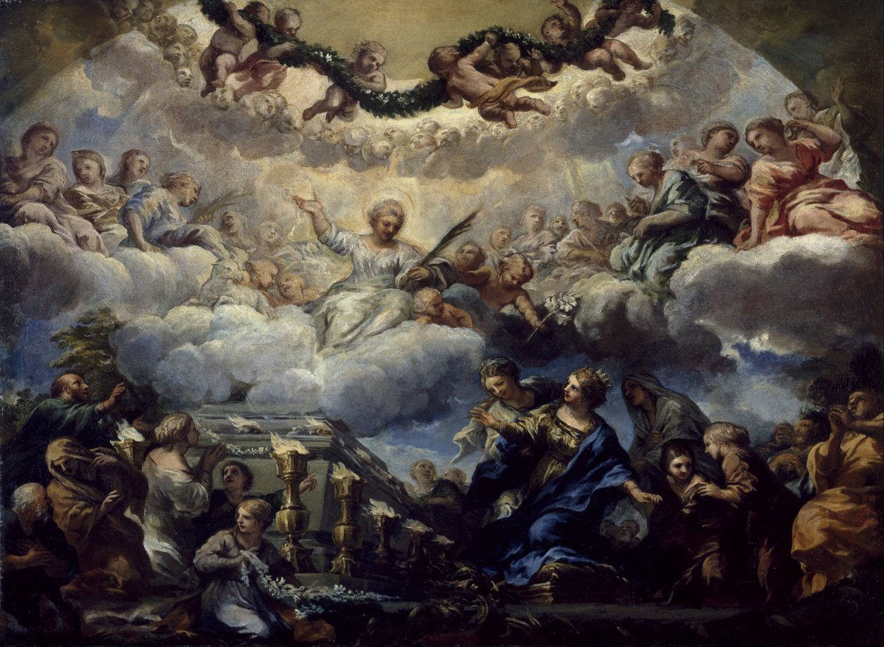 La visión de santa Constantia ante la tumba de las santas Inés y Emerenciana de Pietro da Cortona